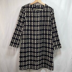 🧦 Alfani minimalist black and cream, collarless, geometric, print, long  jacket